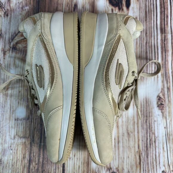 Skechers VITA WEDGE Womens Size 7.5 Gold Sneakers Athletic Casual Shoes 48770 - Picture 7 of 10